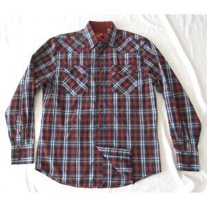 Rodeo Clothing Shirt Men South Western Madras Black Pearl Snap Sz M (MT948)